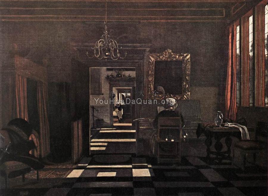Interior with a Woman at the Virginals - 伊曼纽尔·德·韦特